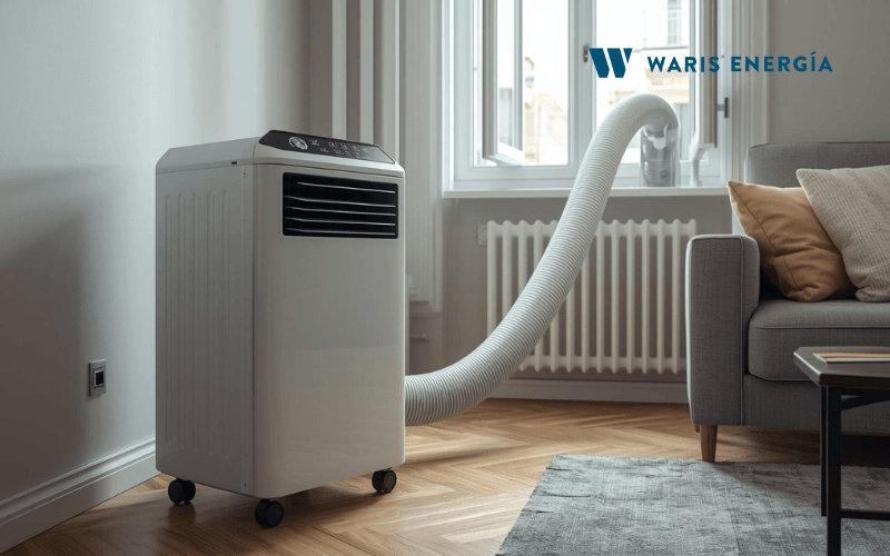 aire acondicionado portatil funcionando en salon